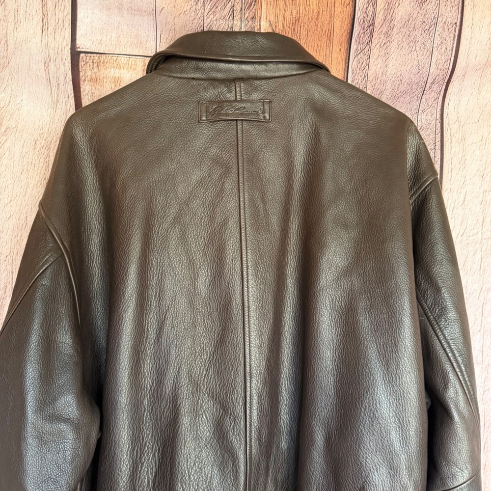 Eddie Bauer Leather Bomber Jacket Brown Heritage Classic Y2K Genuine Size XXL - Picture 5 of 9